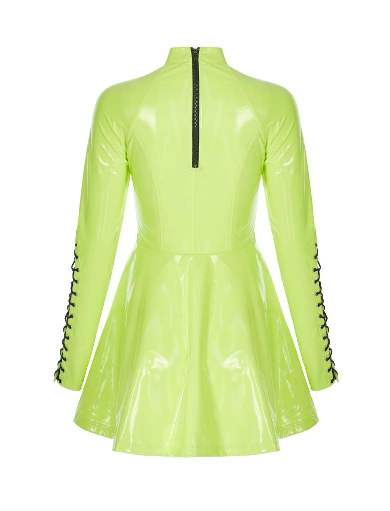 Punk Rave Plus Size Tyra Skater Dress - Neon Green - Kate's Clothing