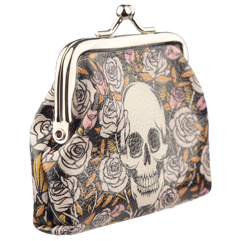 Gothic Gifts Skulls and Roses Large Skull Tic Tac Purse - Kate's Clothing