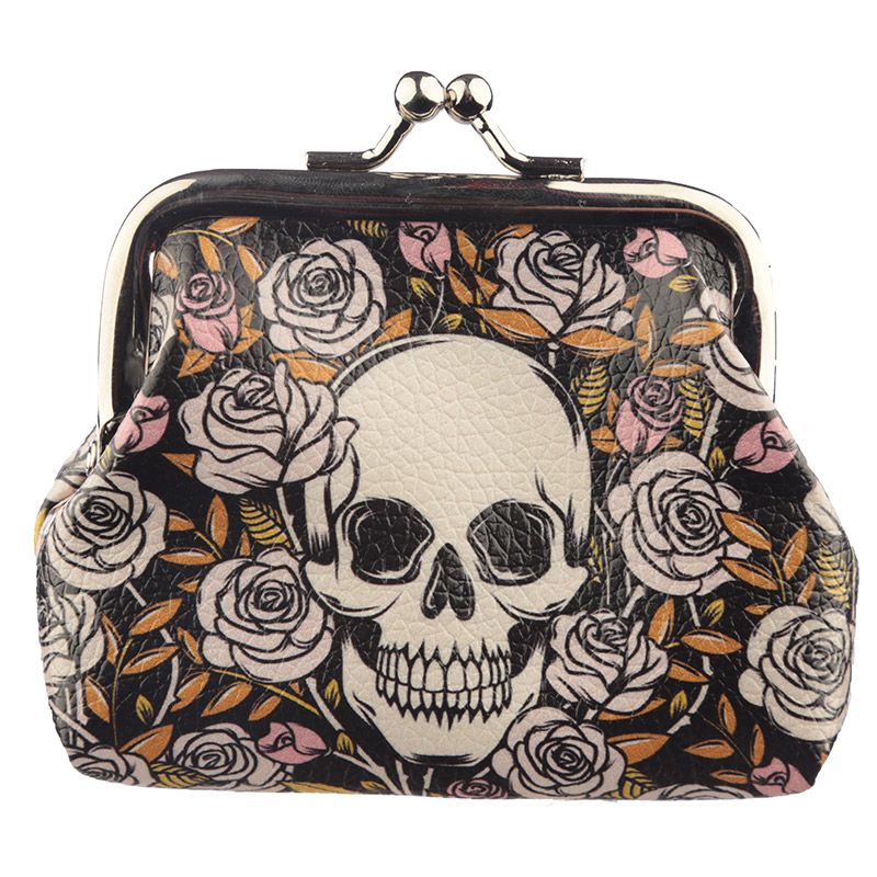 Gothic Gifts Skulls and Roses Large Skull Tic Tac Purse - Kate's Clothing