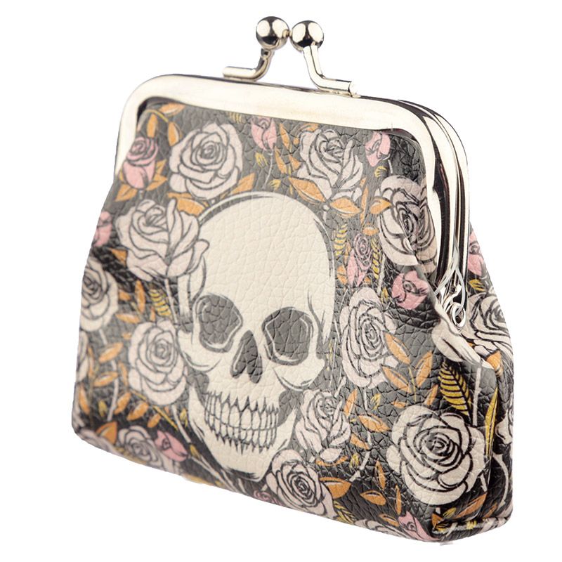 Gothic Gifts Skulls and Roses Large Skull Tic Tac Purse - Kate's Clothing