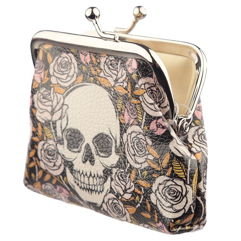 Gothic Gifts Skulls and Roses Large Skull Tic Tac Purse - Kate's Clothing