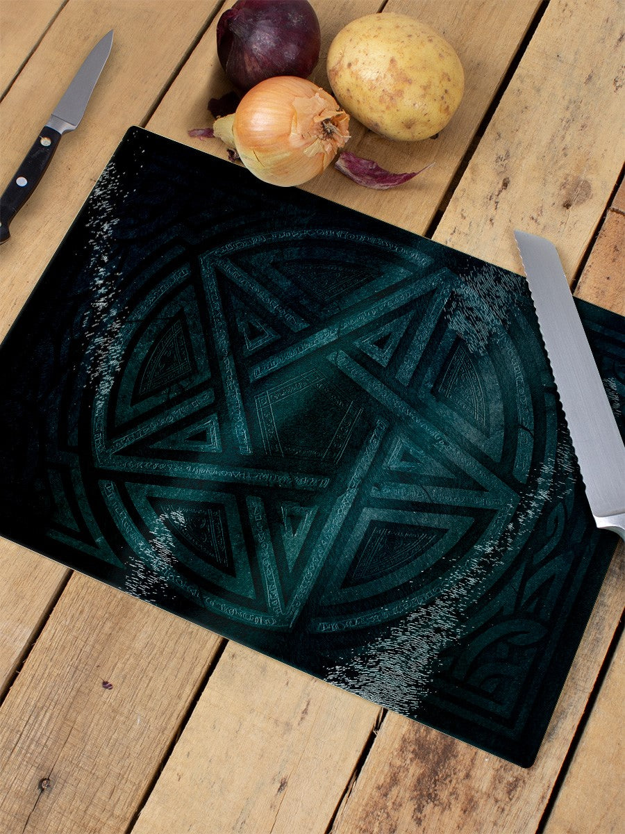 Gothic Pentagram Glass Chopping Board - Kate's Clothing