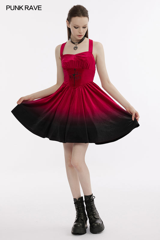 Punk Rave Pixie Dress - Red & Black - Kate's Clothing