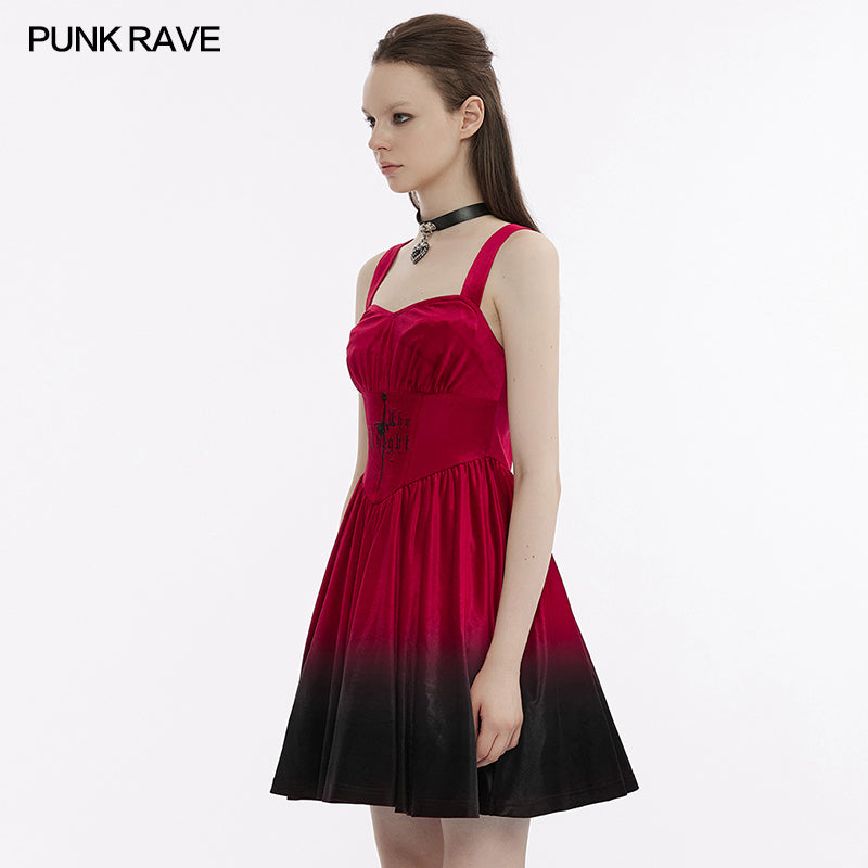 Punk Rave Pixie Dress - Red & Black - Kate's Clothing