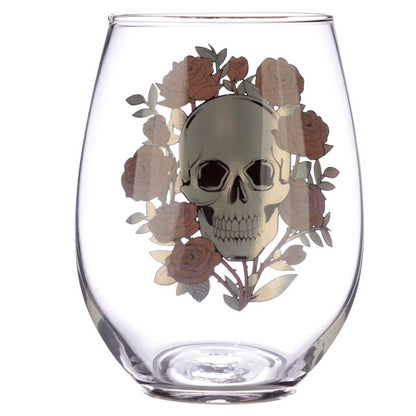 Gothic Gifts Set of 2 Skulls & Roses Glass Tumblers - Kate's Clothing