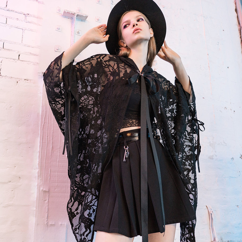 Punk Rave Cervus Hooded Lace Cape - Kate's Clothing