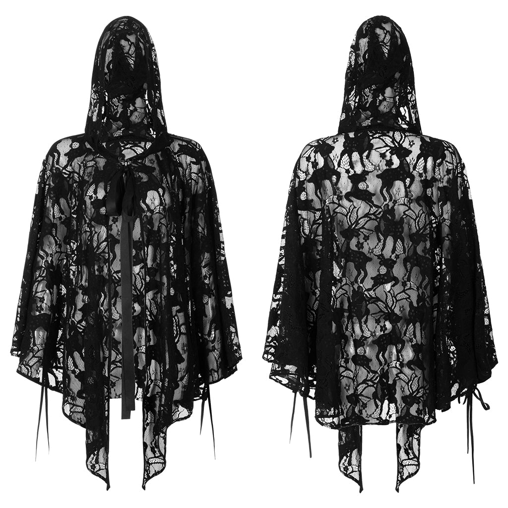 Punk Rave Cervus Hooded Lace Cape - Kate's Clothing