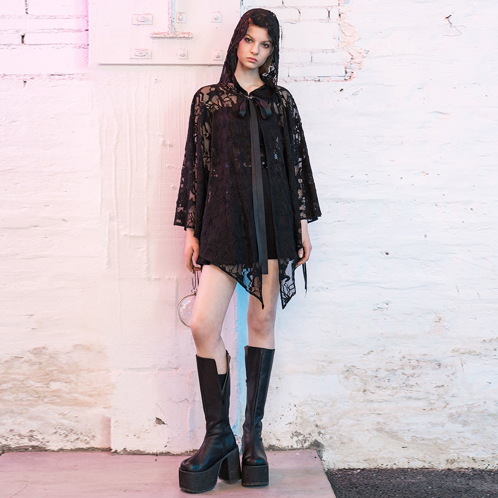 Punk Rave Cervus Hooded Lace Cape - Kate's Clothing