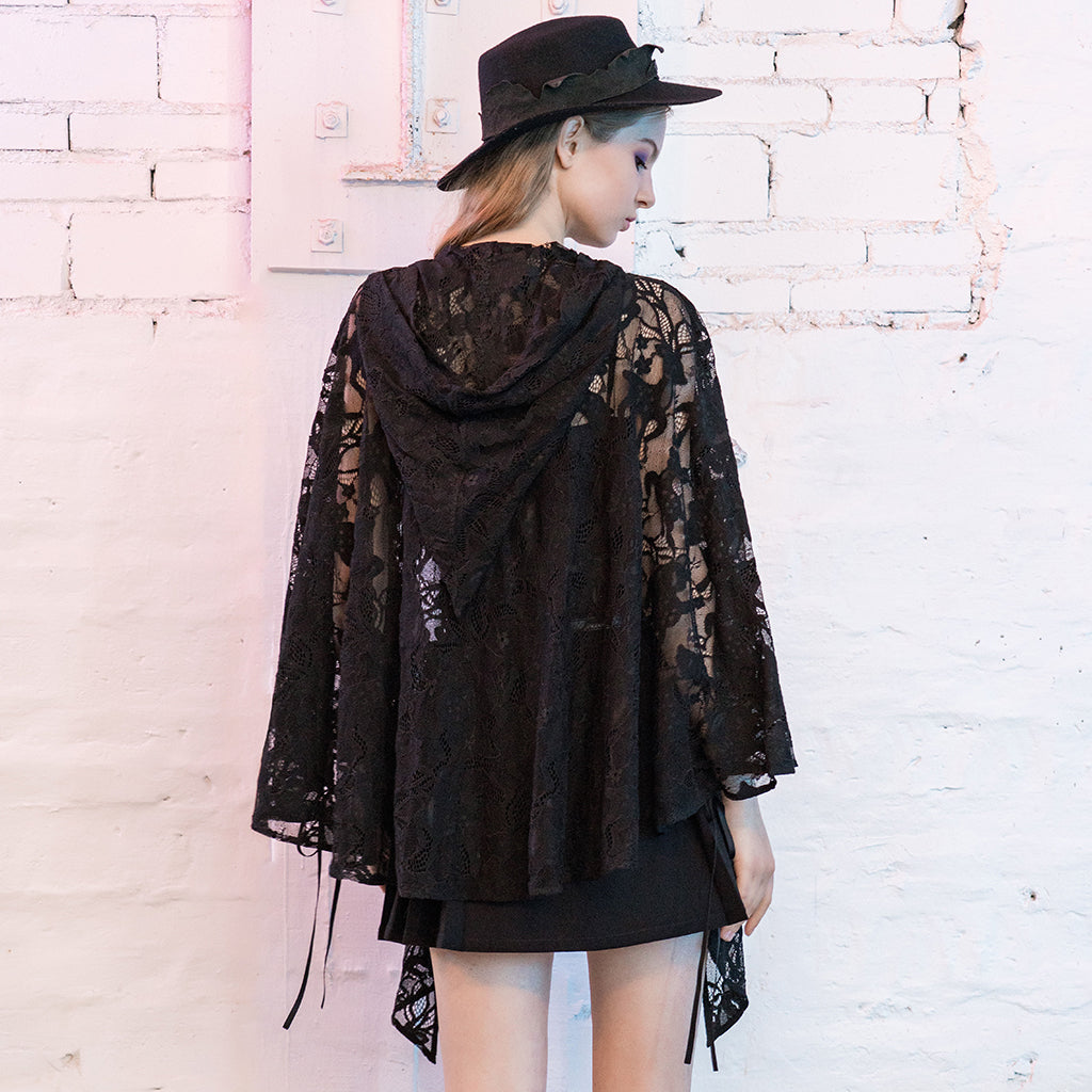 Punk Rave Cervus Hooded Lace Cape - Kate's Clothing