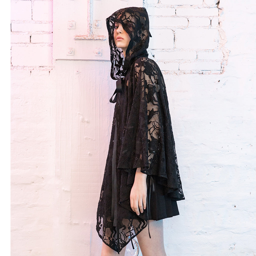 Punk Rave Cervus Hooded Lace Cape - Kate's Clothing