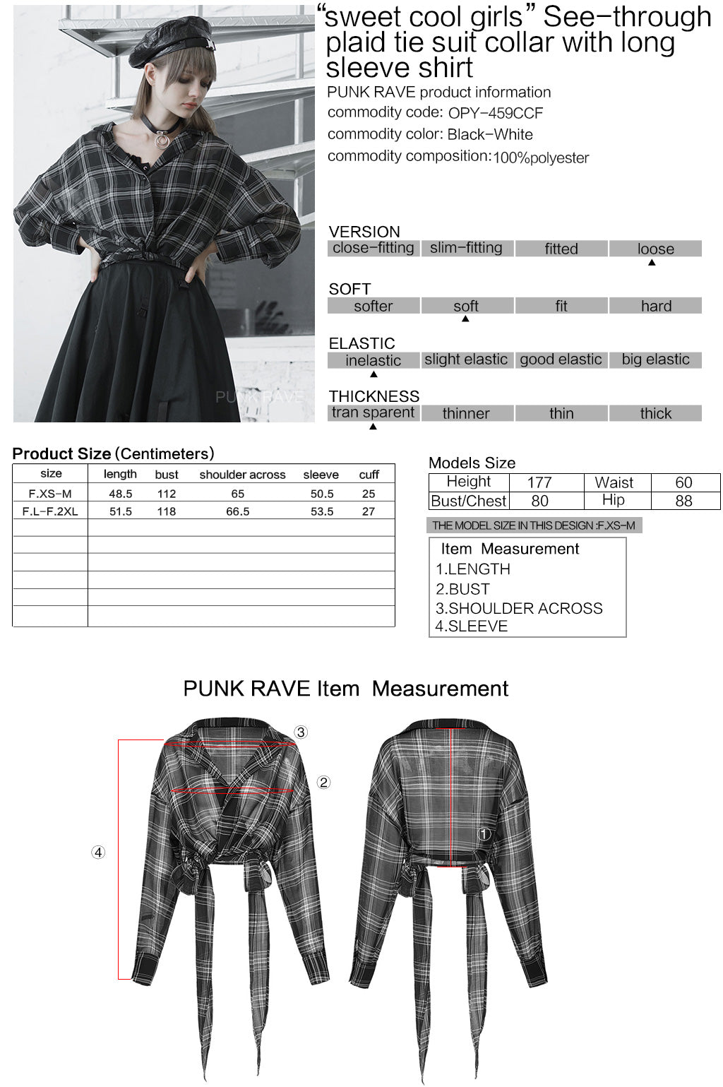 Punk Rave Minka Chiffon Checked Shirt - Kate's Clothing