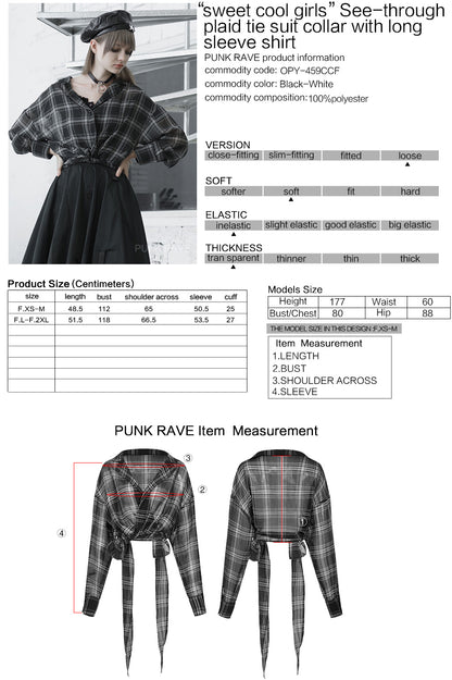 Punk Rave Minka Chiffon Checked Shirt - Kate's Clothing