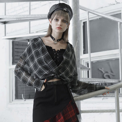 Punk Rave Minka Chiffon Checked Shirt - Kate's Clothing