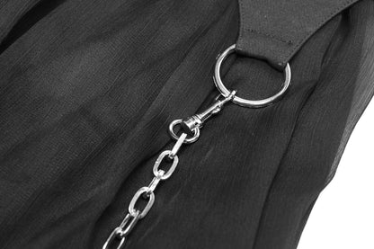Punk Rave Elsbeth Midi Skirt with Integral Belt Chains - Kate's Clothing