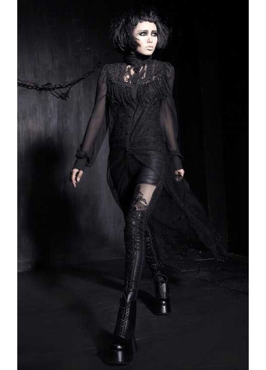 Punk Rave Macbeth leggings corset lace-up detail from knee to ankle