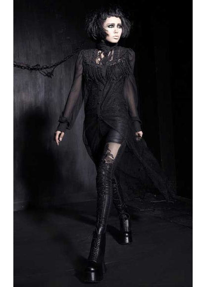 Punk Rave Macbeth leggings corset lace-up detail from knee to ankle