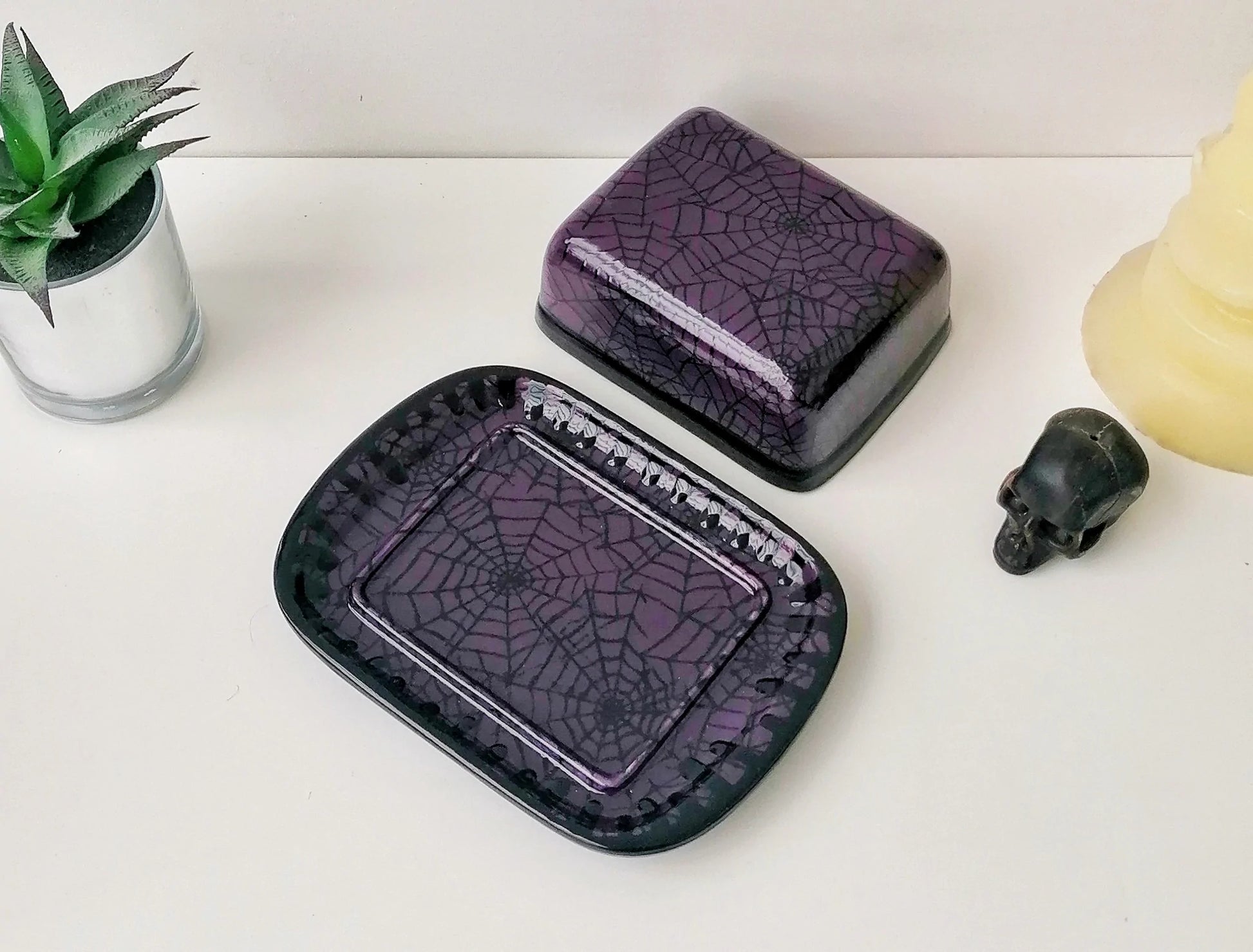 Purple Web Butter Dish - Kate's Clothing