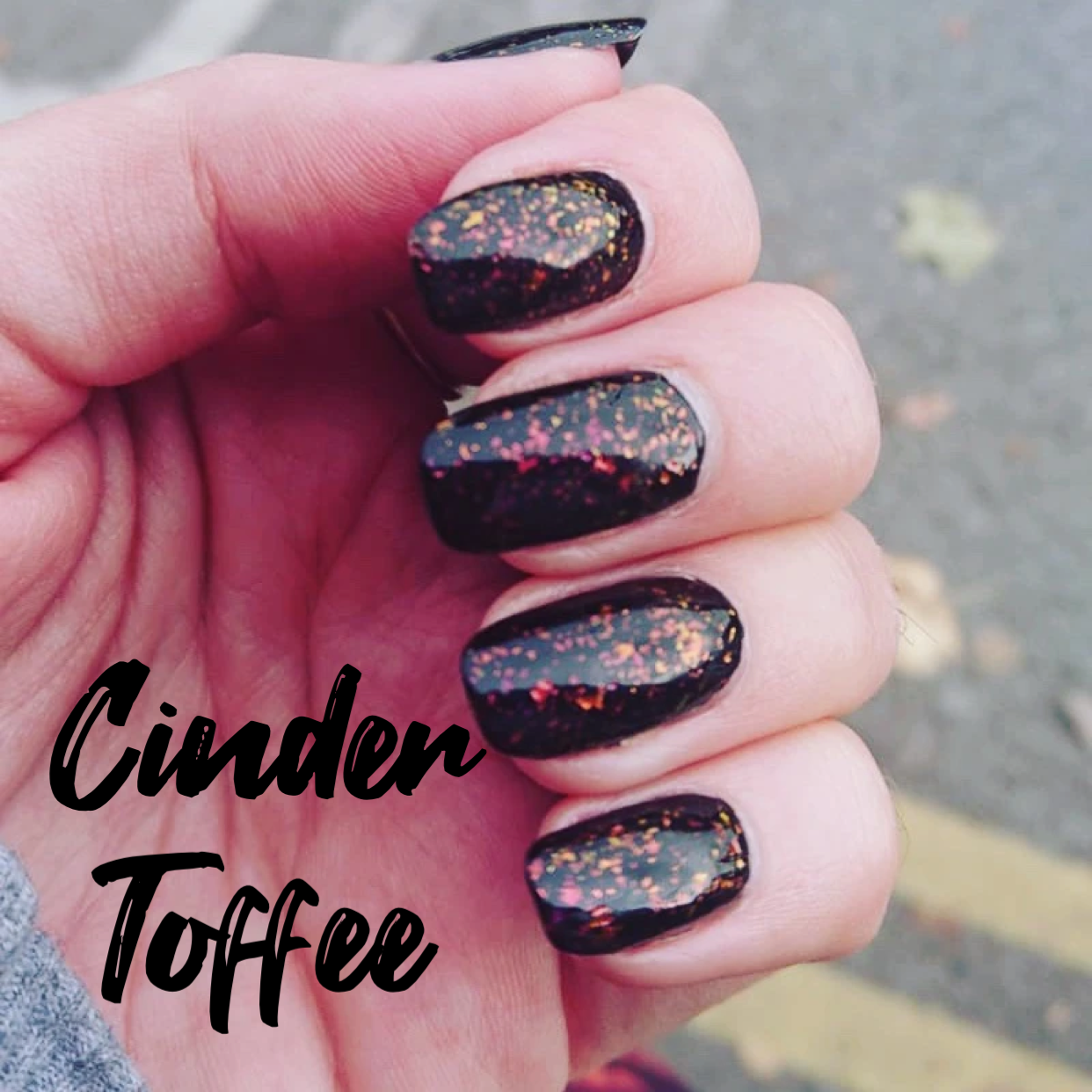 Radioactive Unicorn Cinder Toffee nail polish dark ember flakes vegan cruelty-free