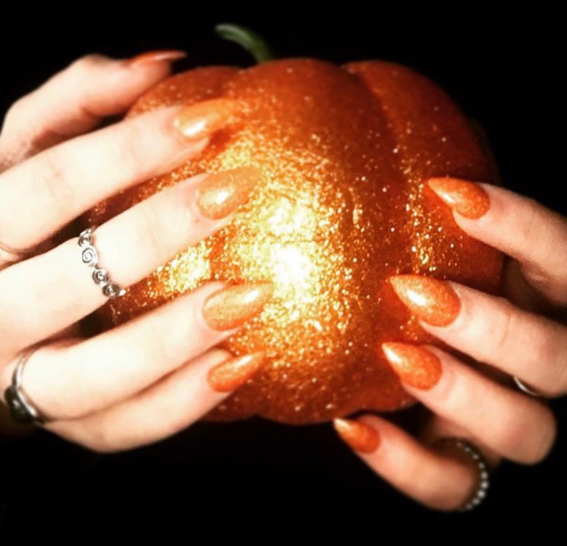 Radioactive Unicorn Hallow-Queen Halloween inspired orange shimmer nail polish