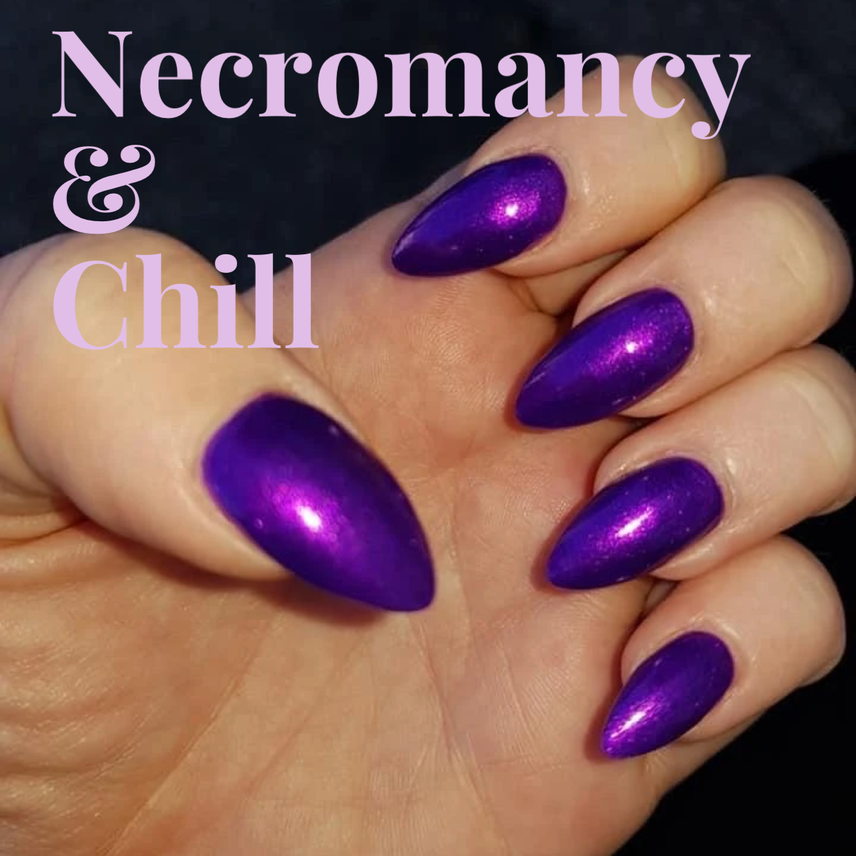 Radioactive Unicorn Necromancy and Chill deep purple shimmer nail polish vegan