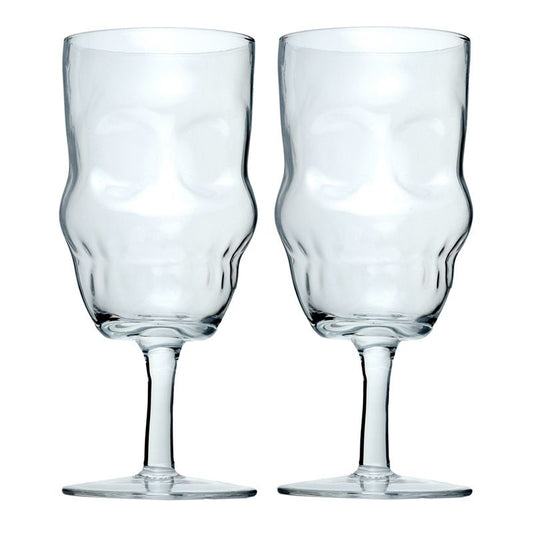 Gothic Gifts Set of 2 Skull Head Shaped Wine Glasses - Kate's Clothing
