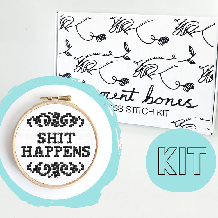 Innocent Bones Sh*t Happens Cross Stitch Kit - Kate's Clothing