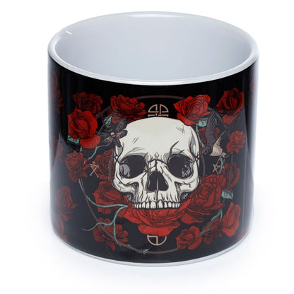 Gothic Gifts Skulls And Roses Small Indoor Plant Pot - Kate's Clothing
