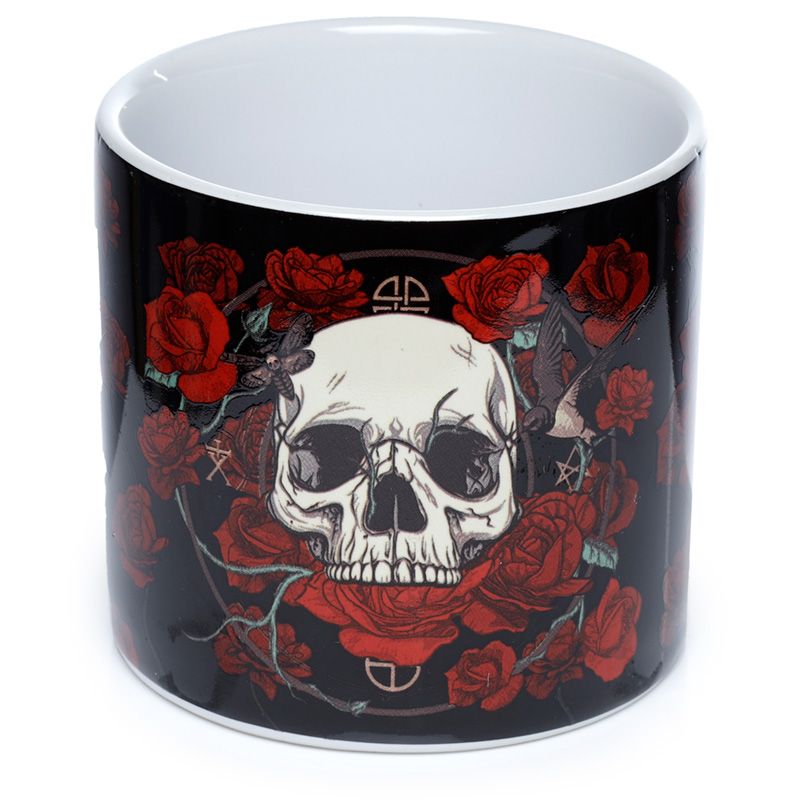 Gothic Gifts Skulls And Roses Small Indoor Plant Pot - Kate's Clothing