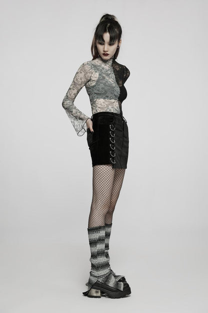Punk Rave Syble Top - Black & White - Kate's Clothing