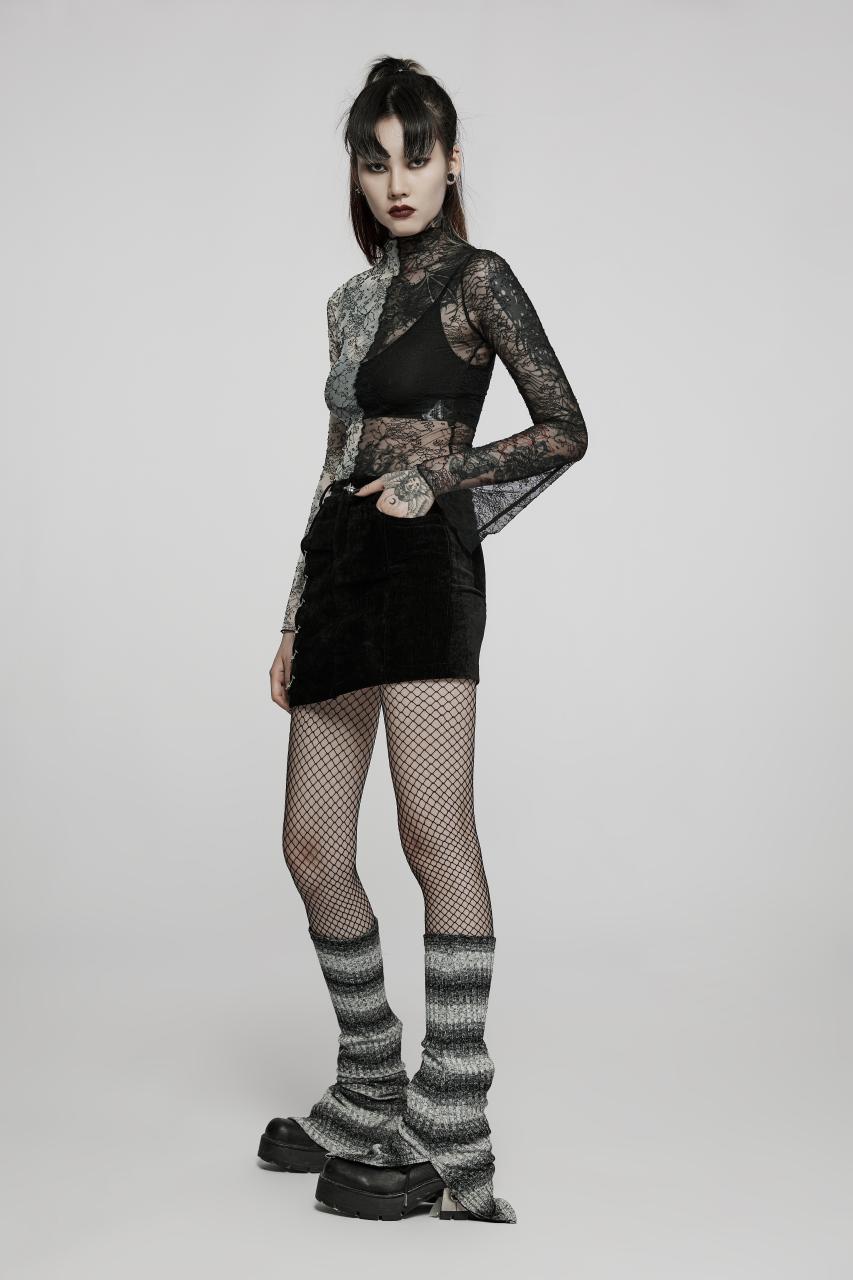 Punk Rave Syble Top - Black & White - Kate's Clothing