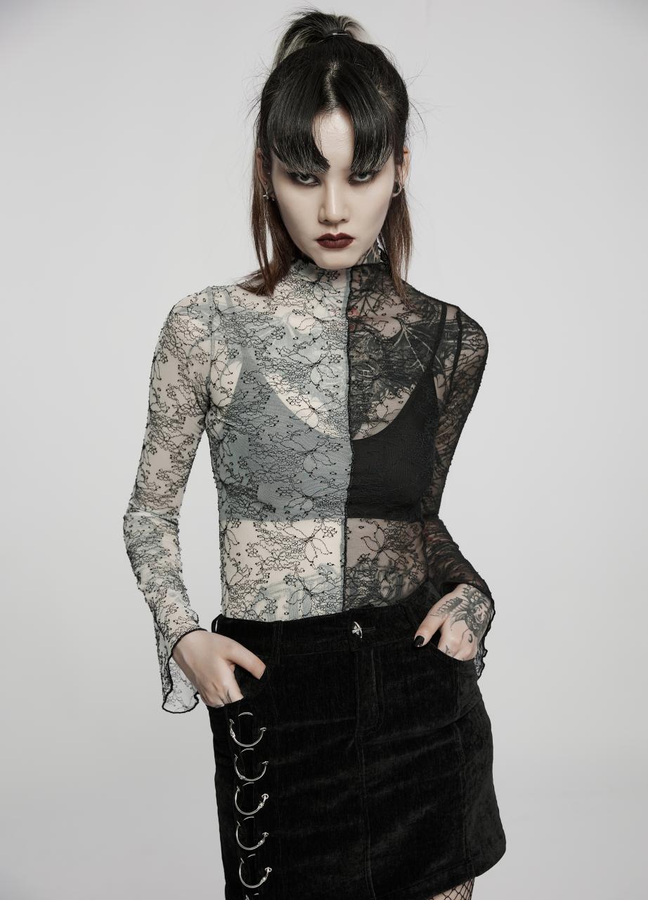 Punk Rave Syble Top - Black & White - Kate's Clothing