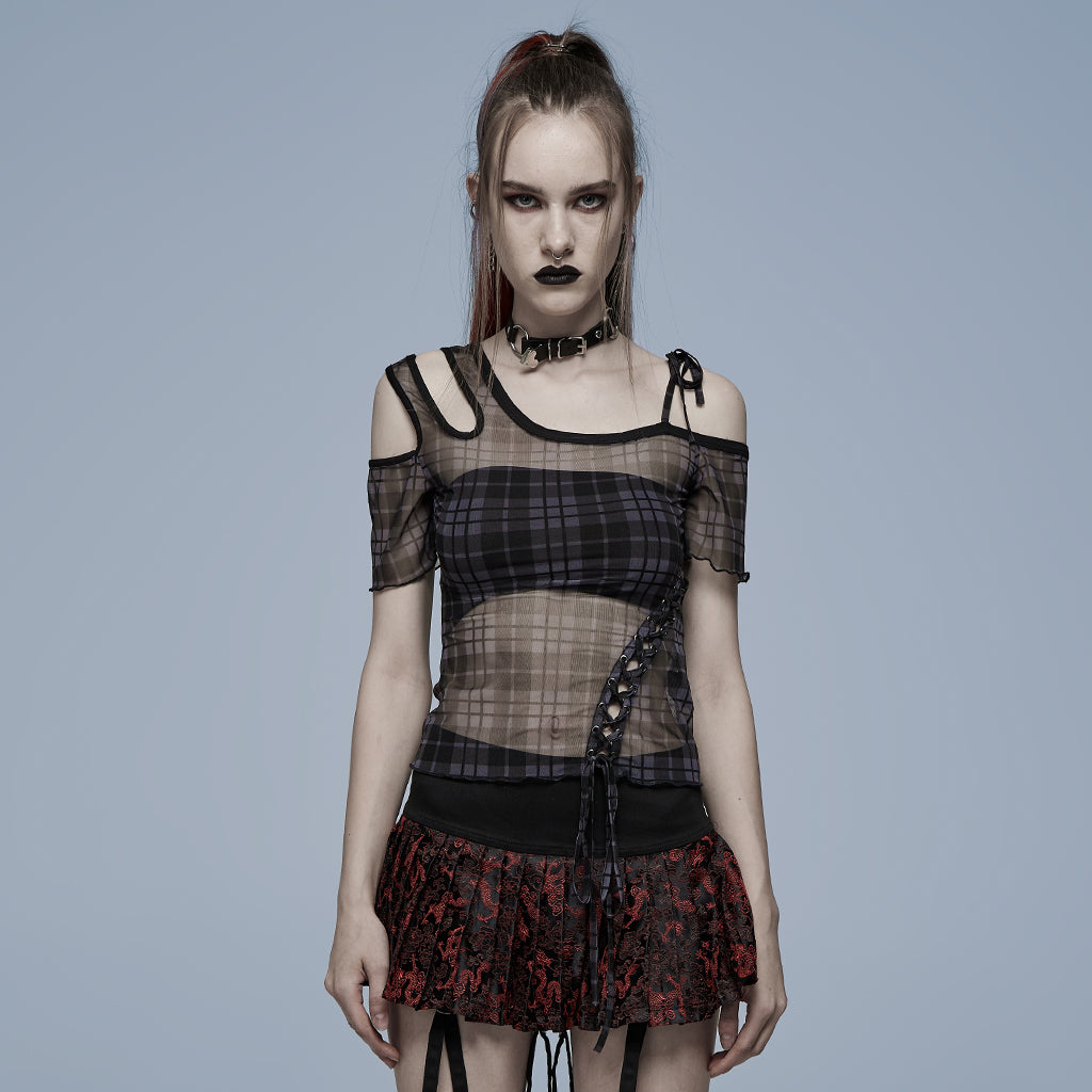 Punk Rave Plaid Punk Top Black - Kate's Clothing