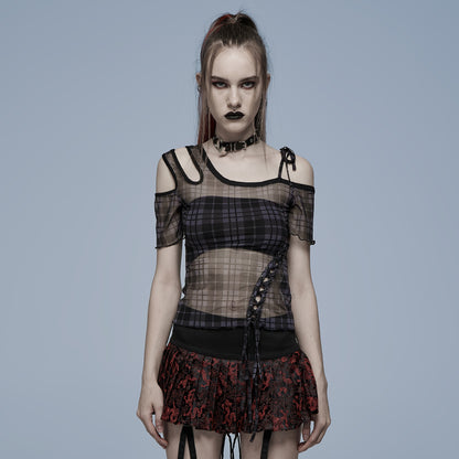 Punk Rave Plaid Punk Top Black - Kate's Clothing