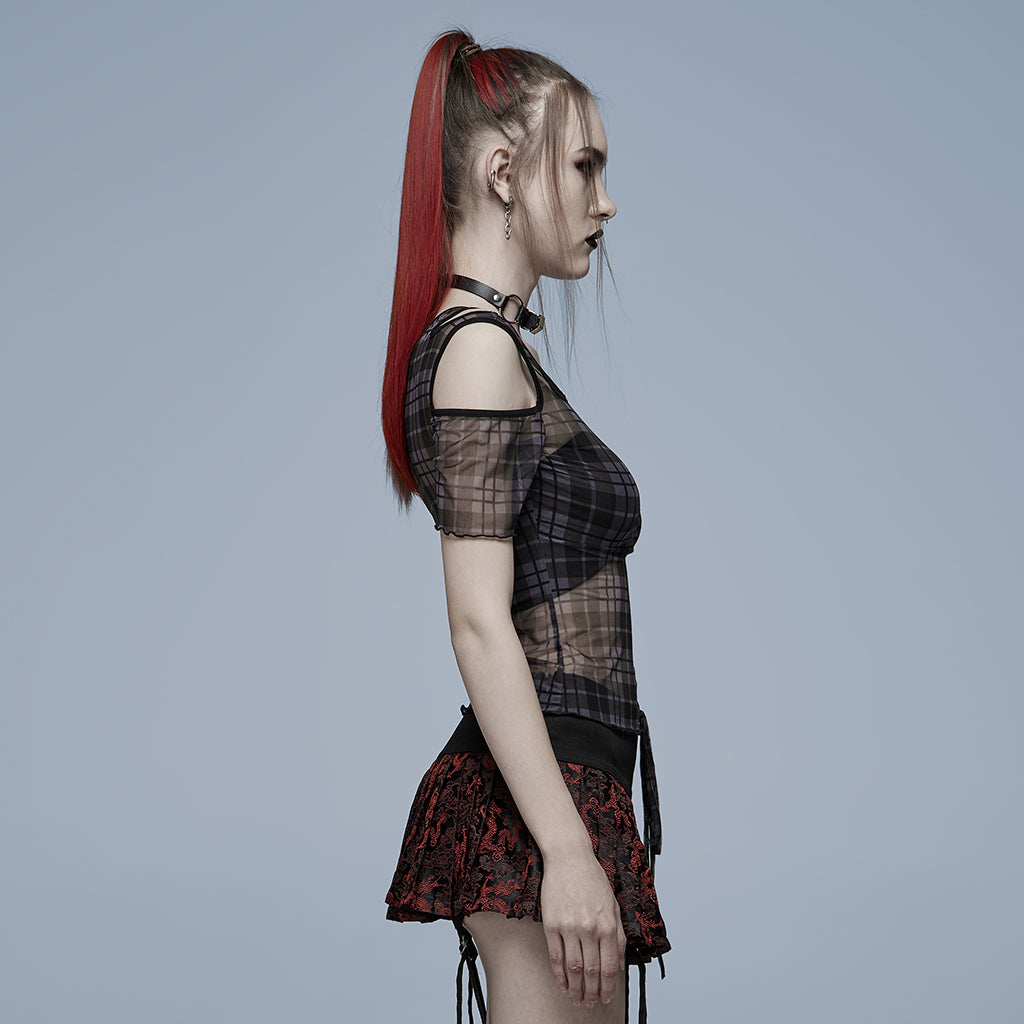 Punk Rave Plaid Punk Top Black - Kate's Clothing