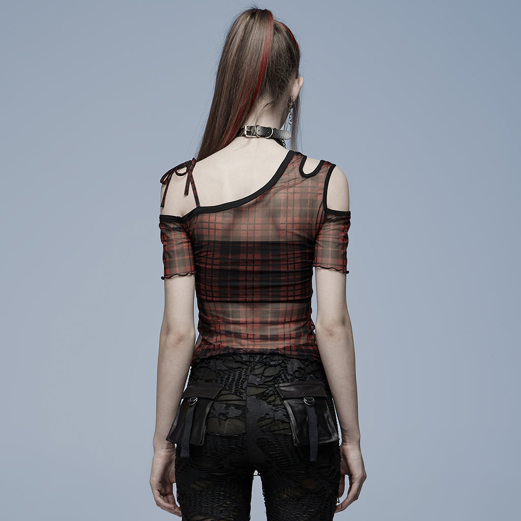 Punk Rave Plaid Punk Top Red - Kate's Clothing