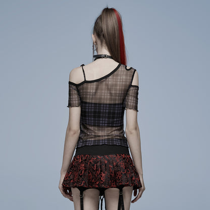 Punk Rave Plaid Punk Top Black - Kate's Clothing