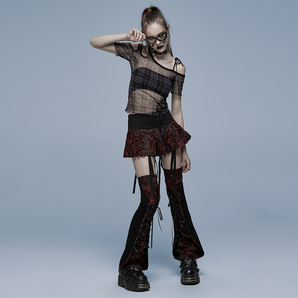 Punk Rave Plaid Punk Top Black - Kate's Clothing