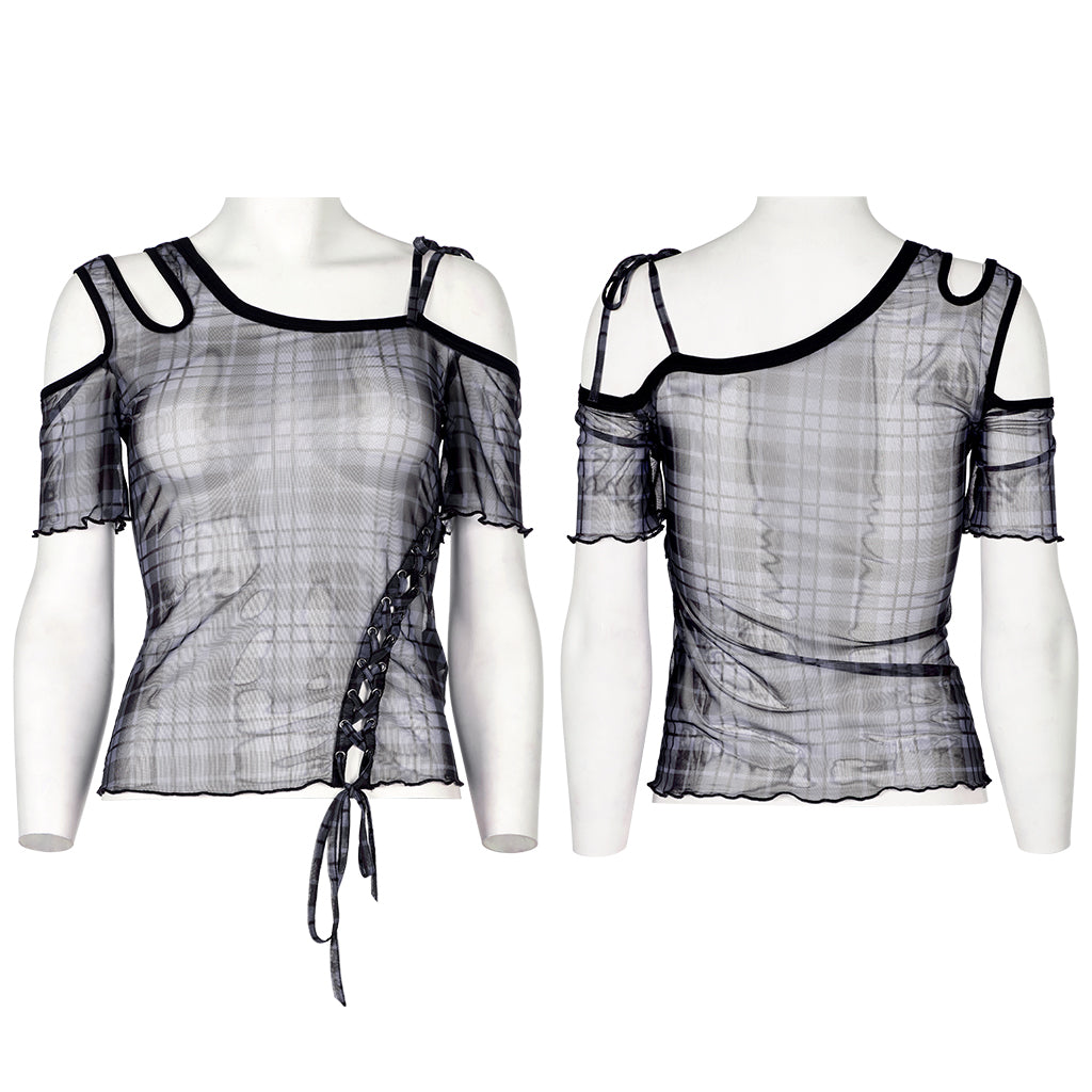 Punk Rave Plaid Punk Top Black - Kate's Clothing