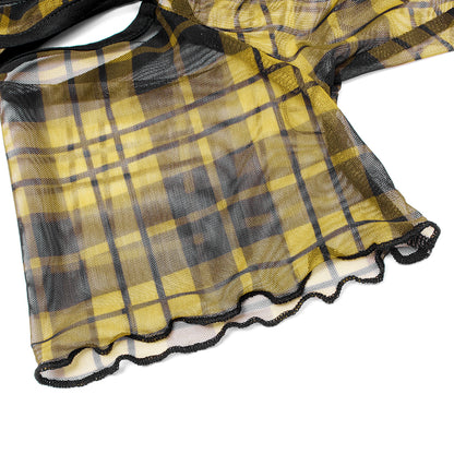 Punk Rave Plaid Punk Top Yellow / Black - Kate's Clothing