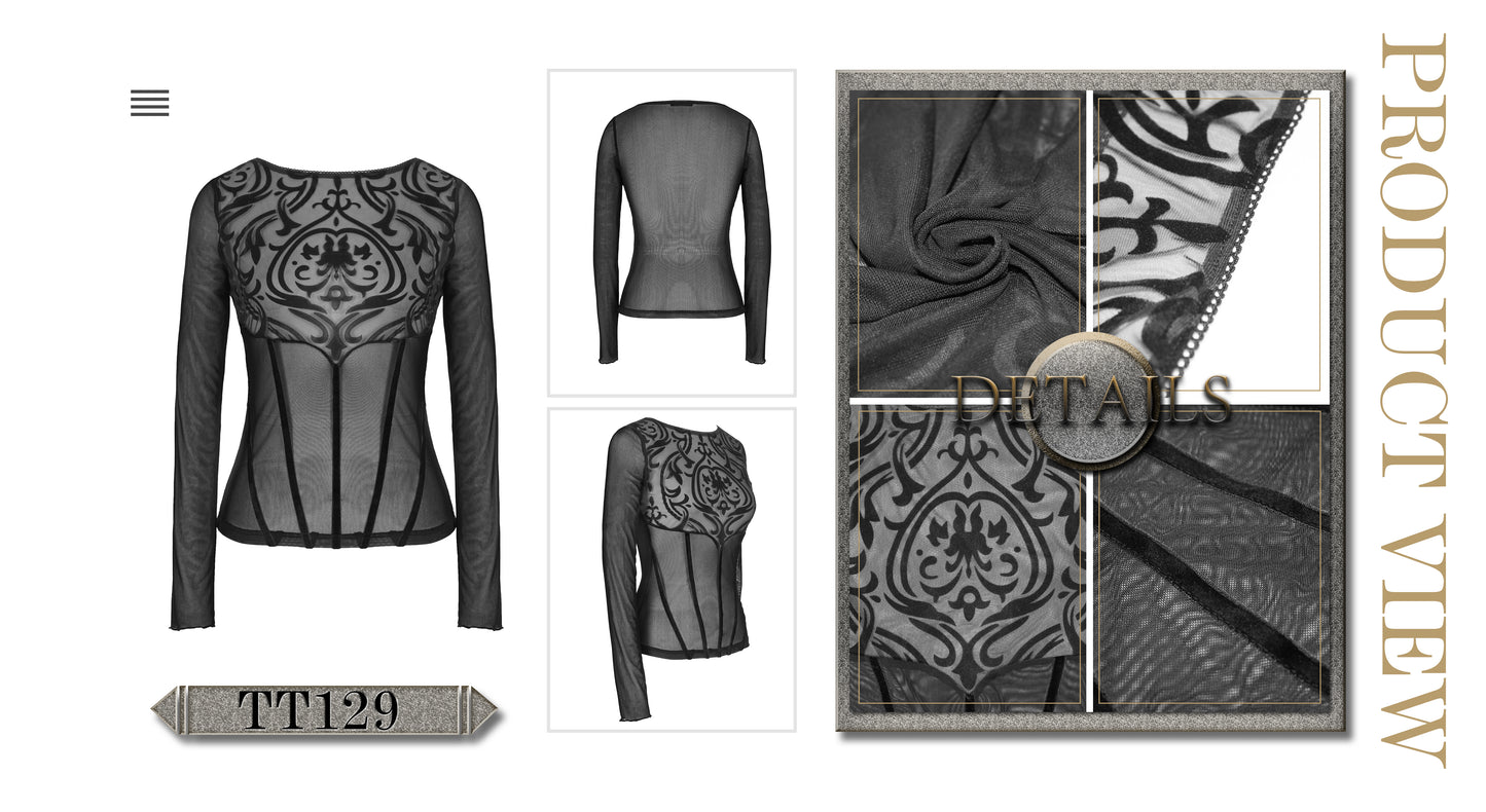 Devil Fashion Baroque Mesh Top - Kate's Clothing