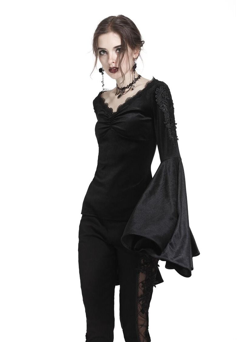 Dark In Love Violet Black Velvet Top - Kate's Clothing