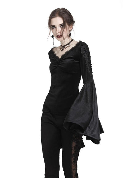 Dark In Love Violet Black Velvet Top - Kate's Clothing
