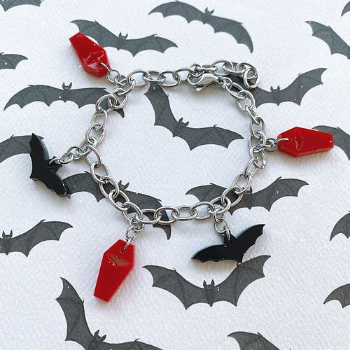 Simply Gothic Vampire Bat Charm Bracelet - Kate's Clothing