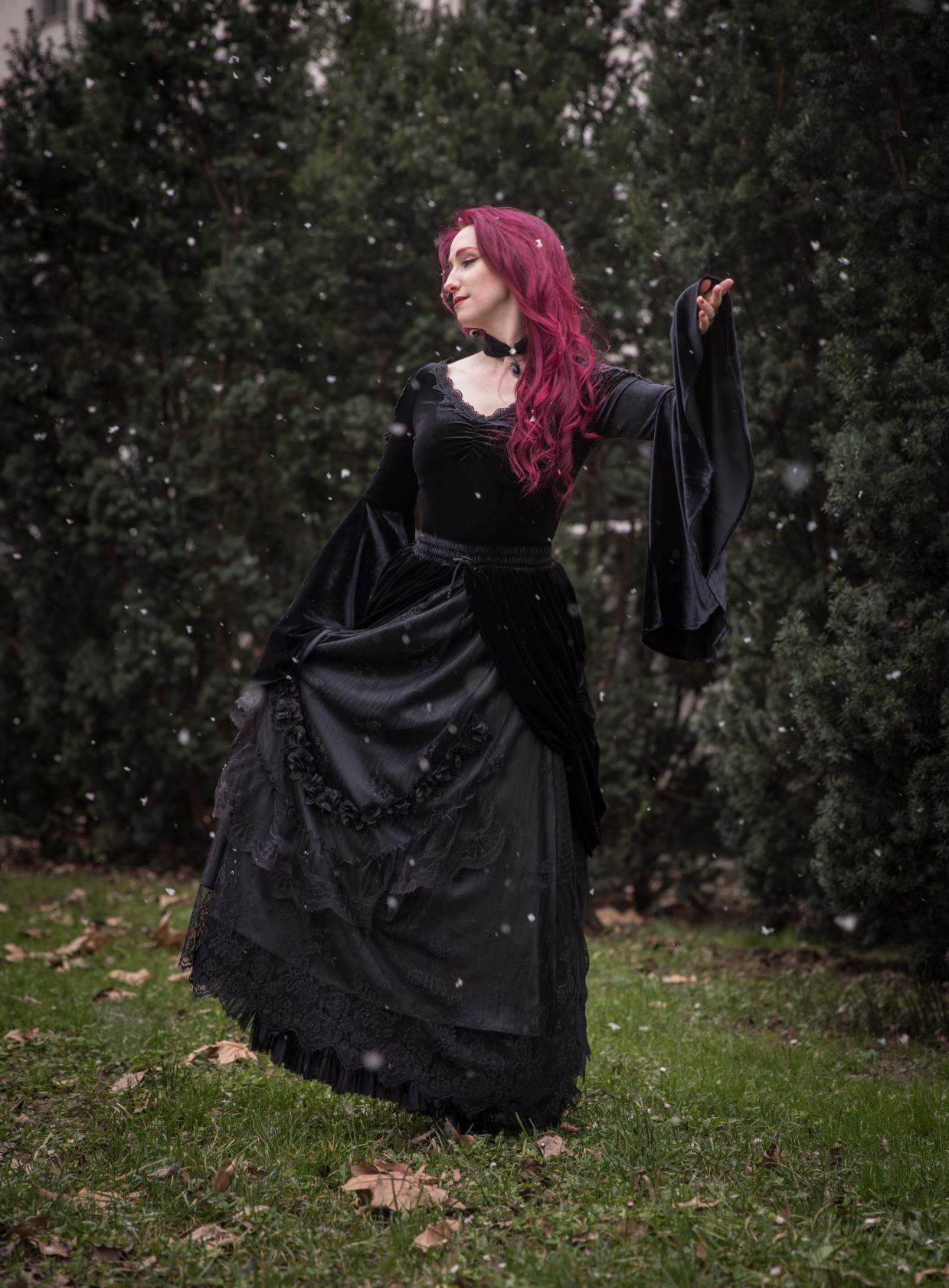 Dark In Love Violet Black Velvet Top - Kate's Clothing