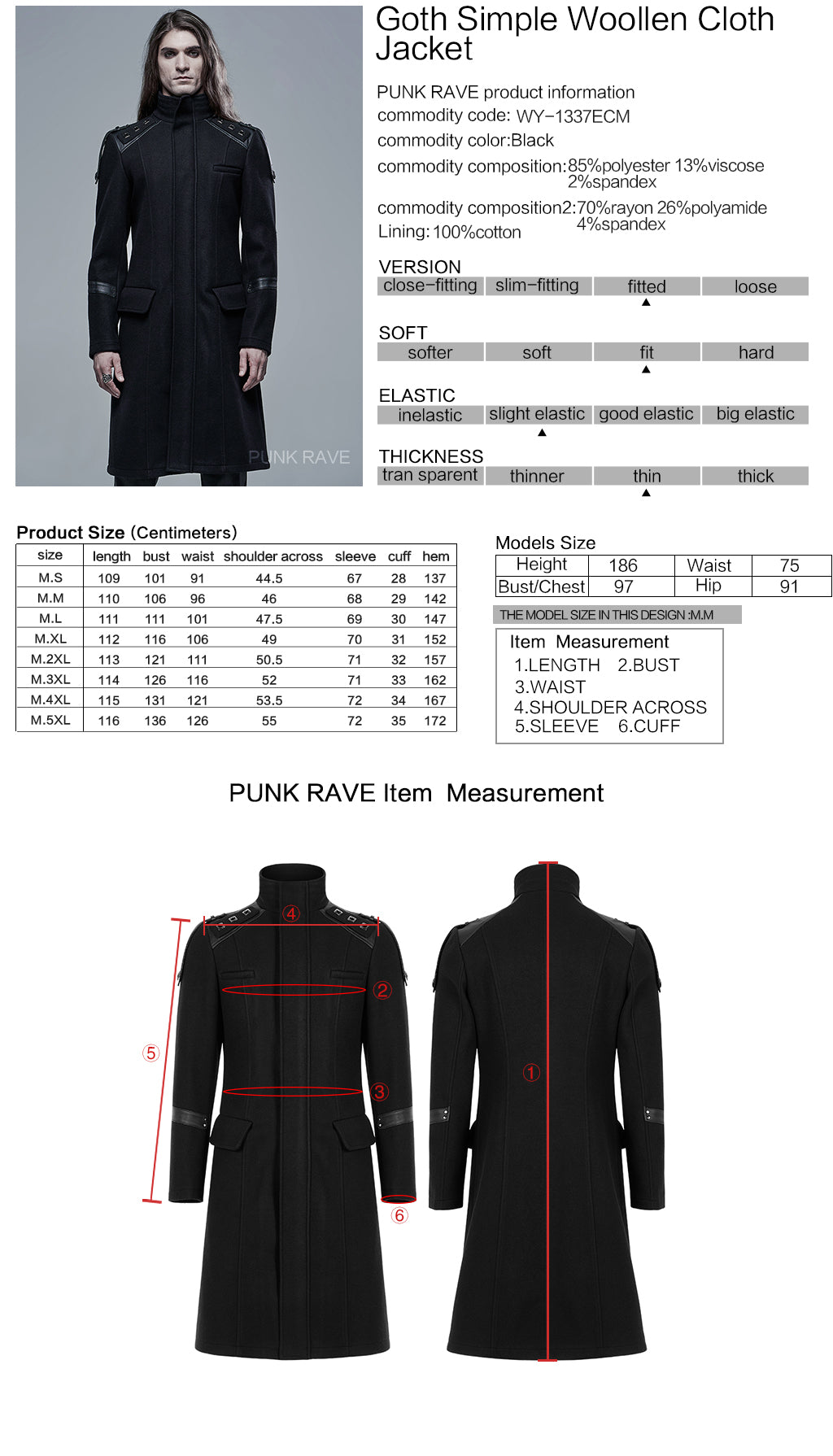 Punk Rave Colburn Long Coat - Kate's Clothing