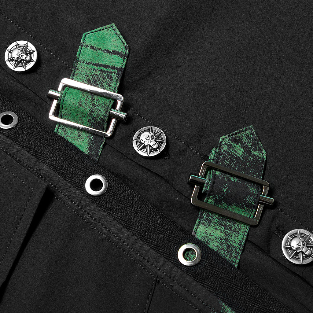 Punk Rave Ascelin Shirt Black / Green - Kate's Clothing