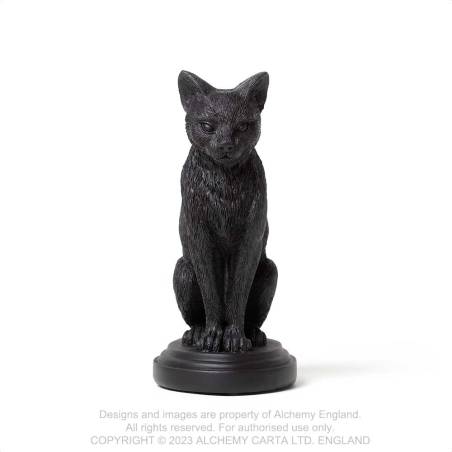 Alchemy Gothic Faust's Familiar candlestick holder detailed black cat sculpture gothic home decor