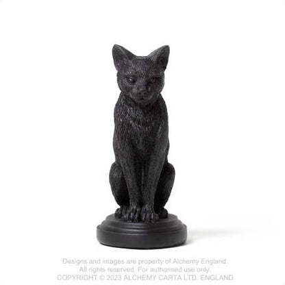 Alchemy Gothic Faust's Familiar candlestick holder detailed black cat sculpture gothic home decor