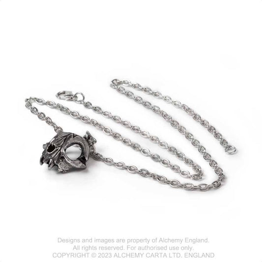 Alchemy Gothic Forever My Friend pendant with chain cat skull talisman necklace gothic pewter jewellery