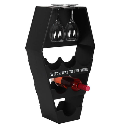 Gothic Gifts Coffin Witch Way to Wine Shelf - Kate's Clothing